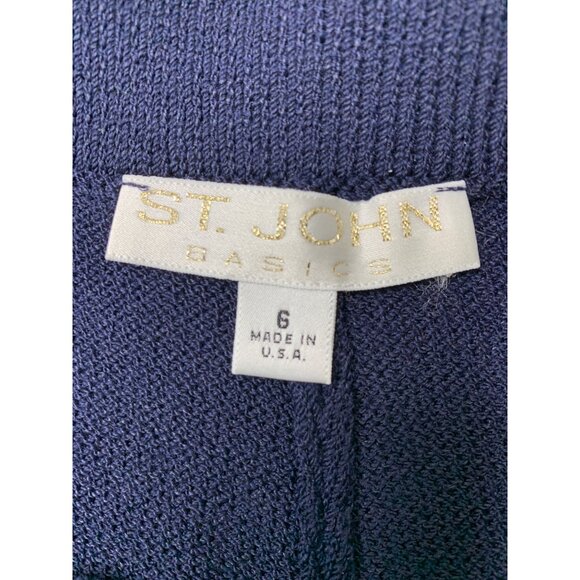 VTG St. John Basics Navy Blue Knit High-Rise Wide-Leg Pants Size 6 RA10141 - Picture 5 of 5